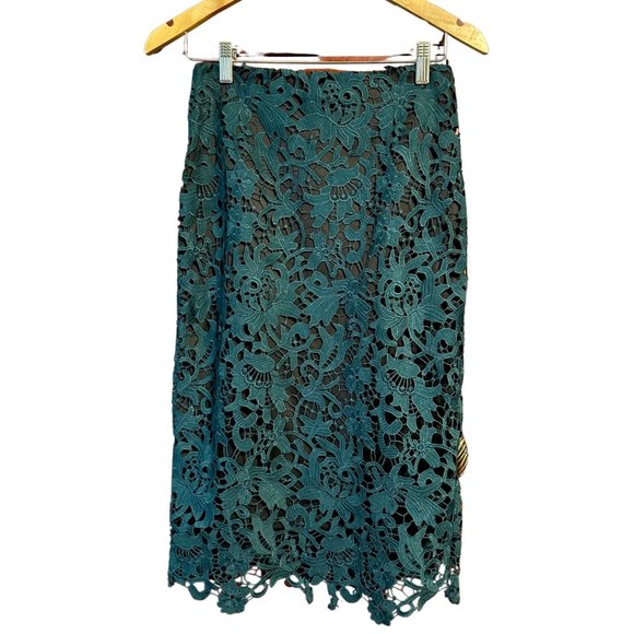 Elegant Forest Green Skirt Set by Jennifer Lopez Size 4 Perfect for Party - Picture 8 of 9